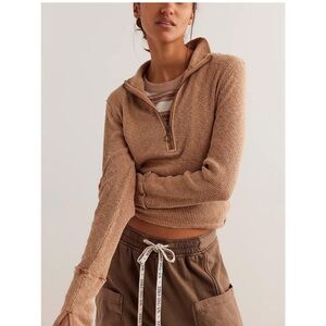 NWT FREE PEOPLE We The Free Tobacco Midnight Half zip SZ: XL